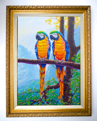 Two Macaws on a Branch - Hudsadayuth | 60 x 90 cm