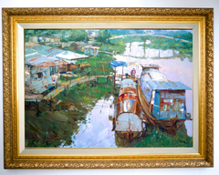 Alongside the river at Ayutthaya – Somchai | 80 x 120 cm