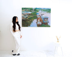 Alongside the river at Ayutthaya – Somchai | 80 x 120 cm