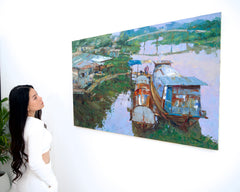 Alongside the river at Ayutthaya – Somchai | 80 x 120 cm