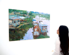 Alongside the river at Ayutthaya – Somchai | 80 x 120 cm