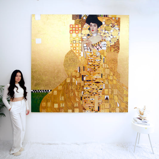 Portrait of Adele Bloch-Bauer – A Reimagined Gustav Klimt Masterpiece by Master Apollon | 200 x 200 cm