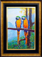 Two Macaws on a Branch - Hudsadayuth | 60 x 90 cm