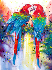 Pair of Red Parrots - Banlay | 90 X 120 cm