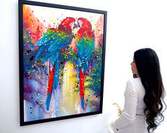 Pair of Red Parrots - Banlay | 90 X 120 cm