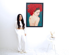 Fragile woman with roses - Narit | 60 x 90 cm