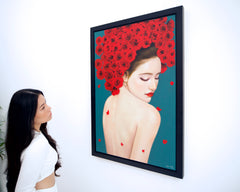 Fragile woman with roses - Narit | 60 x 90 cm