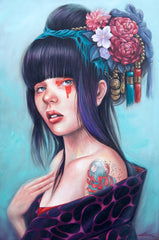 Girl with a floral bun - Banlay | 60 x 90 cm