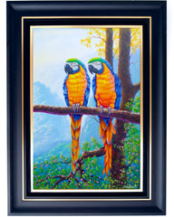 Two Macaws on a Branch - Hudsadayuth | 60 x 90 cm